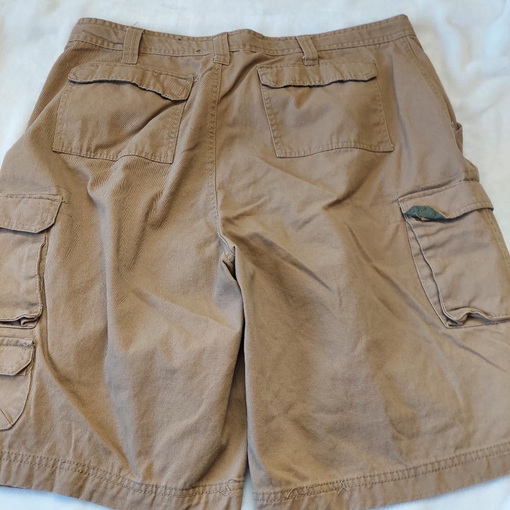 RUGGED WEAR Cargo Short Men Sz 40 Khaki Utility Drawstring Hiking Outdoor Cotton - Picture 7 of 10